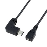USB 3.1 jenis C lelaki 90 darjah kanan mencondong ke mikro USB 2.0 kabel Data wanita